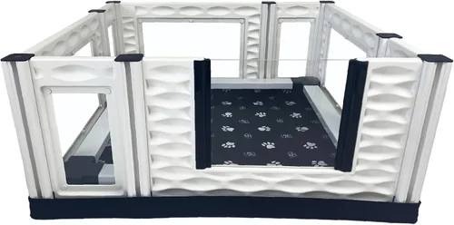 Vista 20 de EZwhelp EZclassic 28"x28"x18" Caja de parto acolchada pequeña para perros con rieles, suministros para parto de cachorros, almohadilla negra