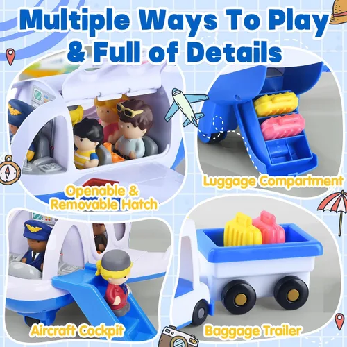 Vista 3 de Juguetes de avión PLAY para niños - Juguetes de avión para niños pequeños, aviones de viaje para niños de 2 años en adelante con figuras pequeñas