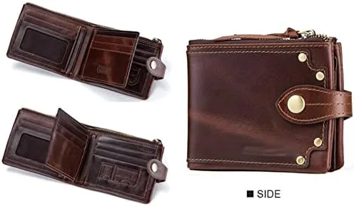 Vista 5 de JKUYWX - Carteras cortas de cuero vacuno para hombre, tarjetero para hombre