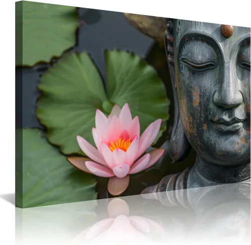 Vista 14 de NAN Wind 5 piezas de lienzo de flor de loto zen de Buda Zen, decoración espiritual para meditación, decoración pacífica del hogar, simbolismo