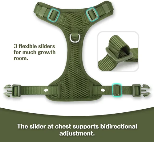 Vista 4 de Arnés sin tirones para perros pequeños, medianos y grandes, chaleco de malla ajustable de 2 capas con doble clip, a prueba de escapes, liberación