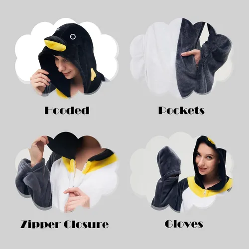 Vista 6 de NEWCOSPLAY Unisex Adult Onesie Pajamas Animal One Piece Costume Cosplay Sleepwear