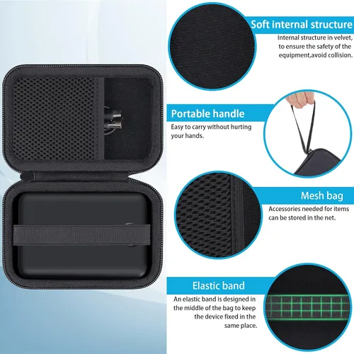 Vista 5 de khanka Estuche rígido para cargador portátil ZZI Tamaño de bolsillo 40000mAh Power Bank/HELLEE Cargador portátil con cable integrado, banco