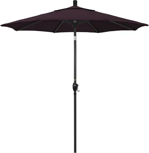 Vista 19 de California Umbrella Sombrilla redonda de aluminio de 7.5 pies, manivela para elevación, botón de inclinación, poste negro, azul marino Pacífica