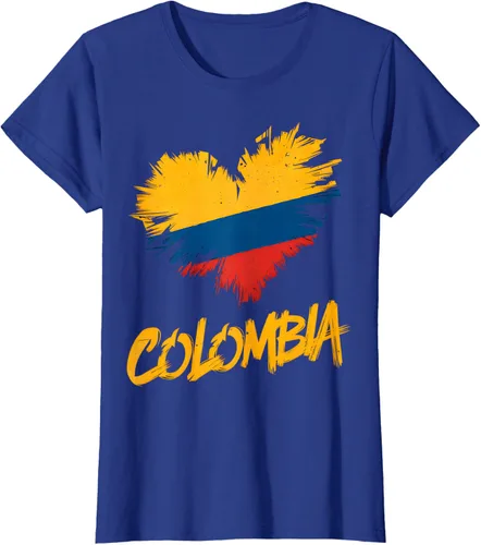 Vista 45 de Camiseta con la bandera del corazón de Colombia