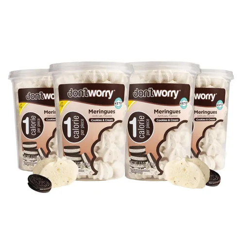 Vista 12 de Don't Worry Galletas de merengue Doble sabor a chocolate y galletas y crema Dulce bajo en azúcar con 4 calorías por unidad Postre keto