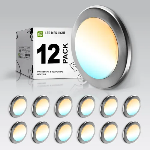 Vista 11 de ASD Paquete de 6 luces LED de disco de 4 pulgadas, 10 W 5CCT 2700K-5000K 685LM CRI90+, lámpara de techo regulable, disco de montaje en superficie
