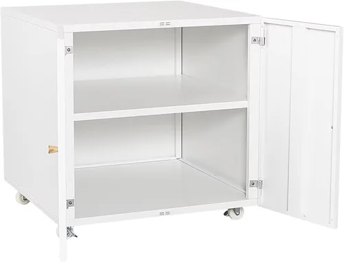 Vista 6 de Mini gabinete de nevera con almacenamiento de metal grande para impresora, mesa de dormitorio, mini refrigerador y microondas, soporte combinado