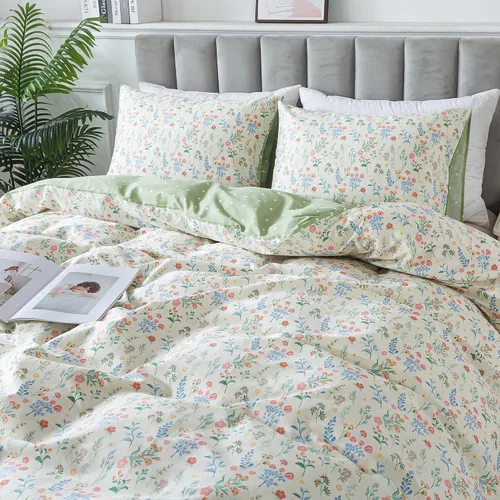 Vista 86 de HoneiLife Juegos de Fundas de Edredón Twin - Funda de Edredón Floral 100% Algodón, Juego de Ropa de Cama Transpirable de 2 Piezas con Cierre