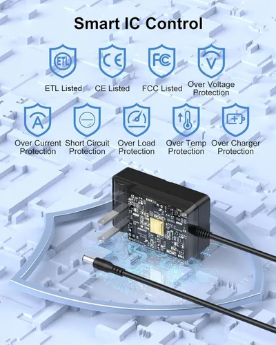 Vista 6 de Cargador 24V1A compatible con pistola de masaje Hypervolt, cable de alimentación con certificación ETL compatible con pistola de masaje Hyperice