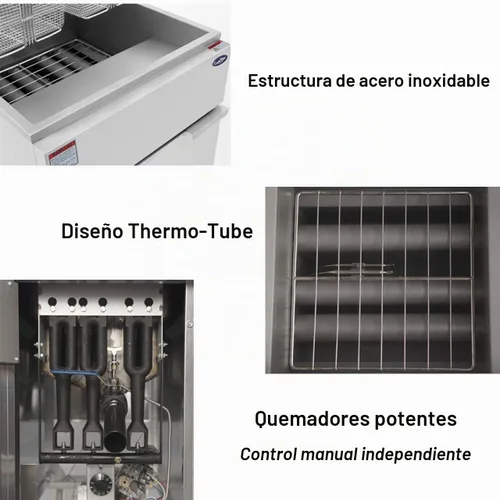 Vista 5 de CookRite ATFS-40 Freidora comercial con cestas, 3 tubos de acero inoxidable, freidoras de piso de gas natural, 102000 BTU