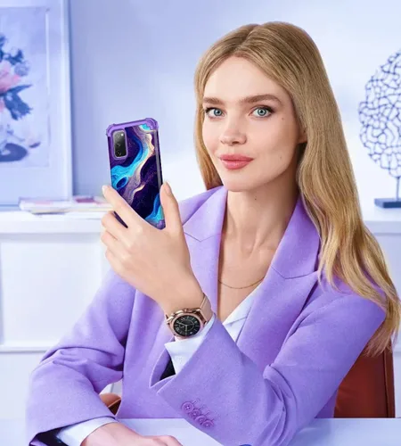 Vista 7 de Hocase Funda para Galaxy S20 FE 5G, Protección resistente a prueba de golpes, goma de silicona suave + parachoques de plástico duro, funda