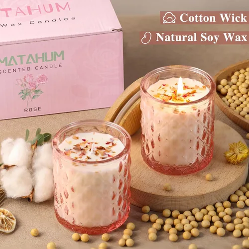 Vista 3 de Paquete de 2 velas aromáticas de rosas para decoración del hogar