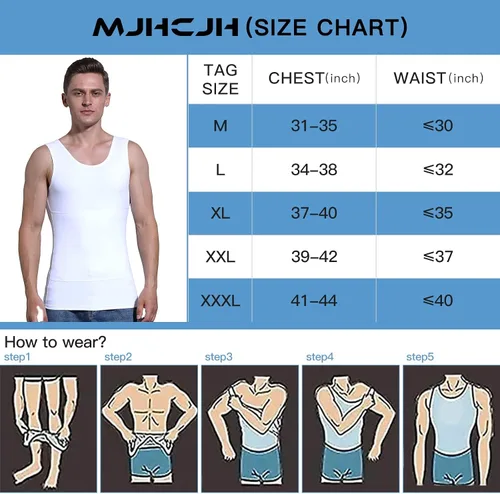 Vista 7 de MJHCJH Camiseta de compresión para hombre, chaleco adelgazante, camiseta interior moldeadora de cuerpo, camiseta sin mangas, moldeadora
