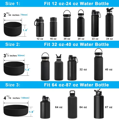 Vista 2 de koodee Funda protectora de silicona para Hydro Flask de 12 onzas, accesorios para botellas de agua deportivas, funda inferior antideslizante