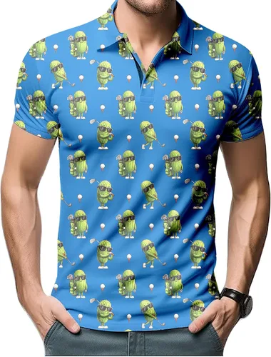 Vista 101 de Camisa de golf de los años 80 para hombre, ajuste seco, manga corta, estampada, divertidas, camisas de golf de los años 90 para hombre