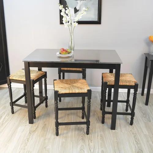 Vista 7 de Carolina Chair & Table Cambell - Mesa de barra superior de acero inoxidable con altura de mostrador, base rectangular contemporánea de acero
