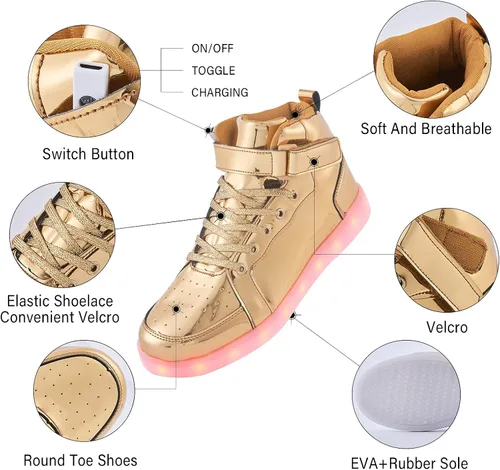 Vista 3 de YIQIZQ Zapatos deportivos con luz LED para mujeres y hombres, zapatos de baile hip-hop para Halloween, fiesta de Navidad con carga USB