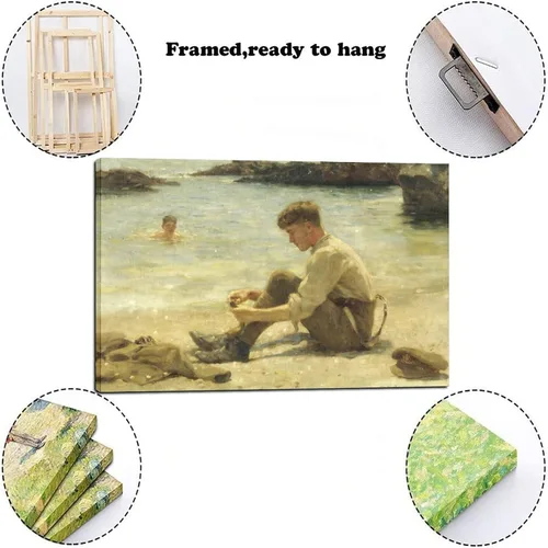 Vista 7 de 43 impresiones de niños de Henry Scott Tuke T. E. Lawrence As A Cadet at Newporth Beach, Near Falmouth, póster decorativo en lienzo, arte de pared