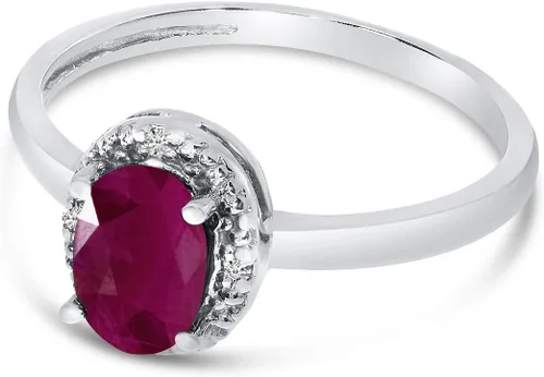 Vista 3 de Direct-Jewelry Anillo de diamantes y rubí ovalado de oro blanco de 14 k