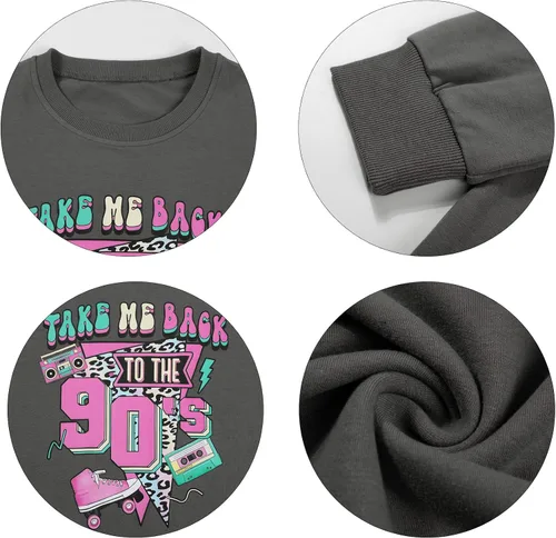 Vista 5 de FLOYU Sudadera de los años 80 Baby 90s Made Me para mujer, camisa de los años 90, traje vintage de los años 80 y 90, camiseta retro de los años 90