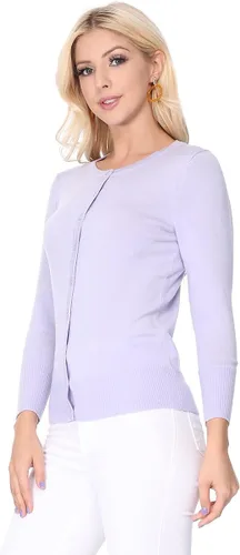 Vista 3 de YEMAK suéter de punto con cuello redondo y mangas 34 para mujer (S-3X)