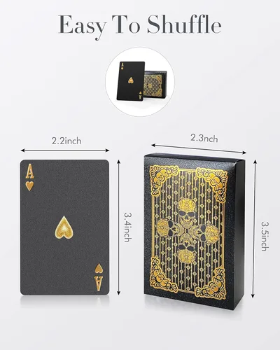 Vista 5 de BIERDORF Cartas de juego impermeables Baraja de naipes de plástico Baraja de póquer de regalo (calavera dorada)