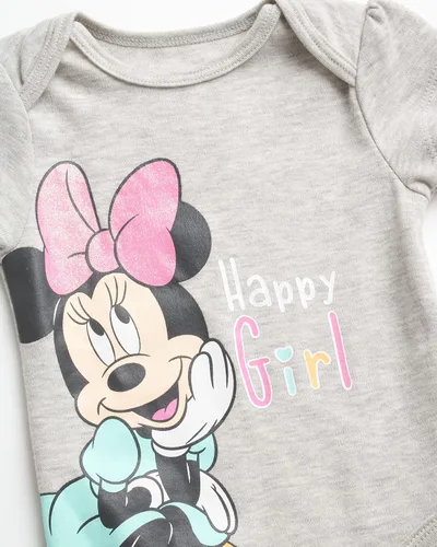 Vista 3 de Disney Conjunto de canastilla de Minnie Mouse para bebé, 3 piezas, pantalones y babero (recién nacido)