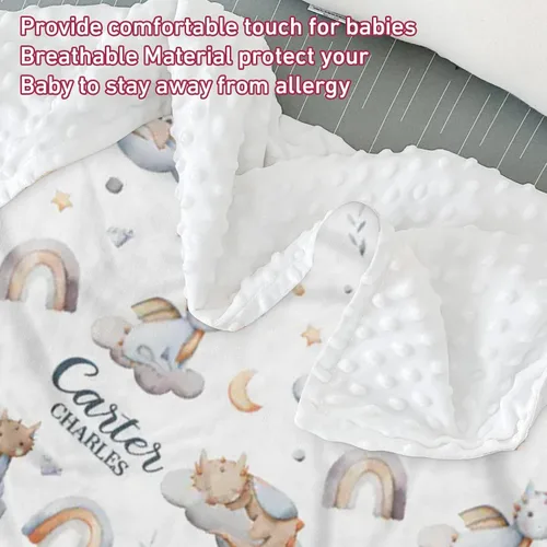 Vista 6 de Manta de bebé de doble capa con nombre personalizado, manta de ropa de cama para niños pequeños con bonito estampado personalizado, multiusos