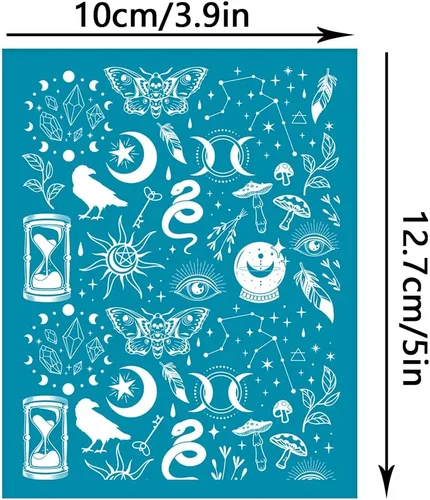 Vista 2 de OLYCRAFT Plantillas de pantalla de seda con tema de tarot de 4 x 5 pulgadas para fabricación de joyas de arcilla polimérica