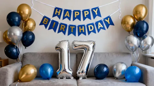 Vista 12 de Decoración de fiesta de cumpleaños número 11 para niños, pancarta de feliz cumpleaños, globos azules del número 11, globos metálicos plateados