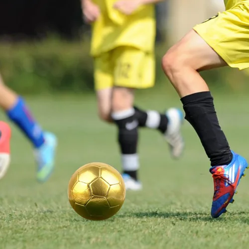 Vista 6 de Linkidea Balón de fútbol de color dorado tamaño 5, pelota de fútbol dorada de tamaño oficial, idea de regalo para fútbol de estilo libre y malabares