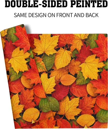 Vista 5 de Fall Placemats 12×18 Inches Set of 4 Autumn Leaves Festival Indoor Kitchen Dining Table Place Mats for Home Party Decoration
