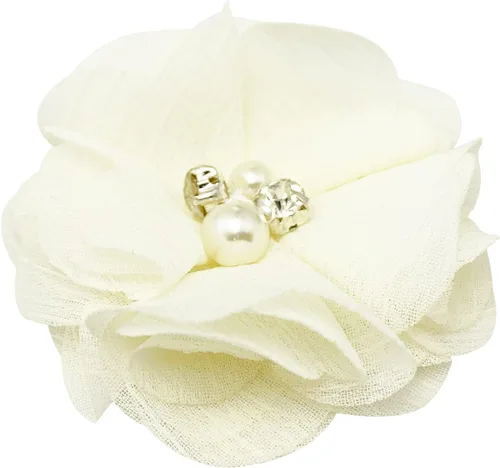 Vista 2 de 30 piezas de flores de gasa con diamantes de imitación de 2 pulgadas, apliques de tela de costura para ropa, manualidades, fiestas, decoración