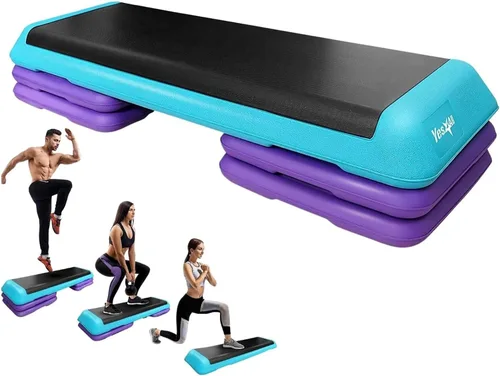 Vista 2 de Yes4All Plataforma ajustable de ejercicios aeróbicos para entrenamiento de tamaño para club de salud con 4 elevadores ajustables incluidos y A.