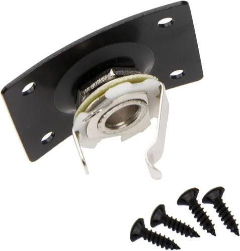 Vista 4 de 6 piezas Yootones Square Jack Placa de salida para guitarra bajo Jack Socket compatible con piezas de guitarra eléctrica Accesorios (negro)