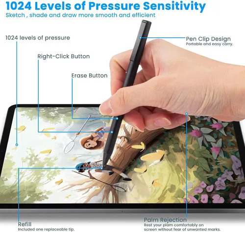 Vista 5 de BoxWave Lápiz óptico compatible con Acer Spin 5 (SP513-53N) - ActiveStudio MPP2.0 Active Stylus, lápiz óptico electrónico MPP2.0 con punta