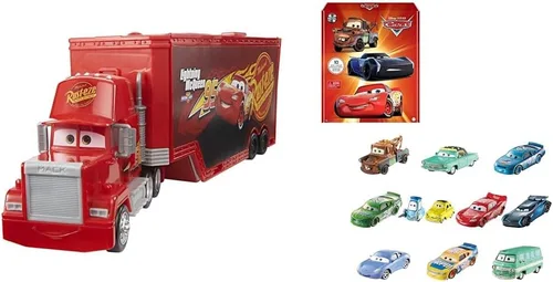 Vista 9 de Mattel Disney and Pixar Cars Transforming Mack Playset, camión de juguete 2 en 1 y estación de afinación con lanzador, elevador y más, gráficos