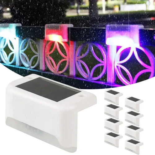 Vista 8 de EROCK Paquete de 8 luces solares para terraza, luces LED solares impermeables para escalones, exteriores, para escaleras, cubiertas, patios