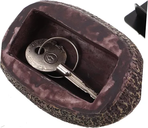 Vista 3 de Ocultador de llaves de roca falsa para exteriores, caja de almacenamiento de llaves de piedra decorativa para jardín, porche, patio, doble propósito