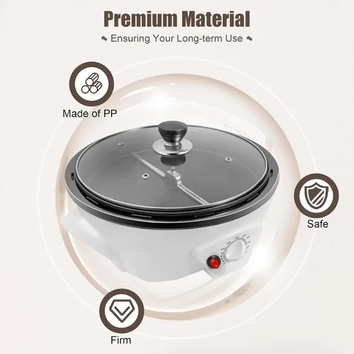 Vista 5 de Tostador de café eléctrico para uso doméstico, tostadora de café de grano de maní de 800 W, temperatura ajustable, para cafeterías, familias, clubes