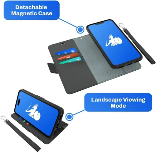 Vista 3 de DefenderShield Protección EMF y 5G Anti Radiación Compatible con iPhone 14 - Bloqueo RFID EMF Shield Funda Monedero Desmontable con Cierre Magnético
