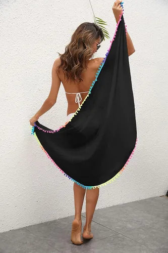 Vista 4 de Vestido cruzado de gasa transparente para mujer, para cubrir el bikini