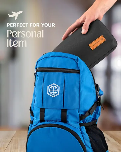 Vista 6 de Organizador de Bolso Tecnológico - Bolsa Organizadora Pequeña para Electrónica de Viaje - Estuche de Viaje Premium con Acentos de Cuero - Bolsillo