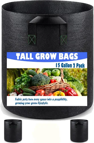 Vista 15 de Paquete de 5 bolsas de cultivo de 3 galones, macetas de cultivo de plantas de tela no tejida de alta resistencia para verduras Heavy Duty
