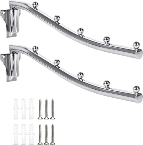 Vista 9 de Perchero plegable montado en la pared, colgador de ropa plegable de acero inoxidable, ganchos de ropa con soporte de brazo oscilante que ahorra