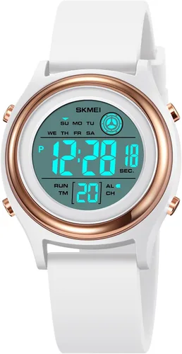 Vista 7 de Relojes digitales para mujer, pantalla LED, correa de silicona, reloj militar, multifunción, impermeable, alarma, cronómetro, retroiluminación LED