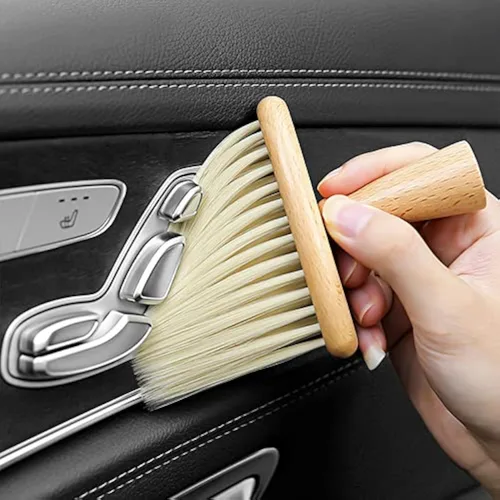 Vista 9 de Cepillo de limpieza ultra suave para el interior del automóvil, para quitar el polvo y limpiar profundamente, mango de madera, paquete de 2 A+B_2