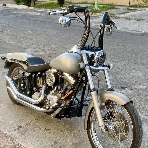 Vista 7 de LKV Perchas Ape de 14 pulgadas con barra de grasa de 1-1/4 pulgadas, abrazadera de 1.25 pulgadas, manillar compatible con Harley Dyna Softail