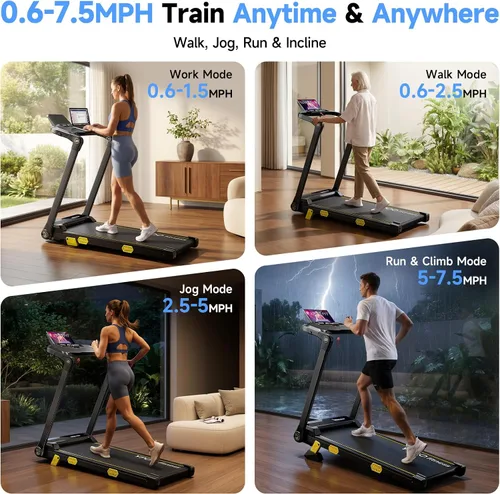 Vista 10 de YPOO 13% Incline Walking Pad Handle 6.2MPH RGB Light Plegable Negro oscuro